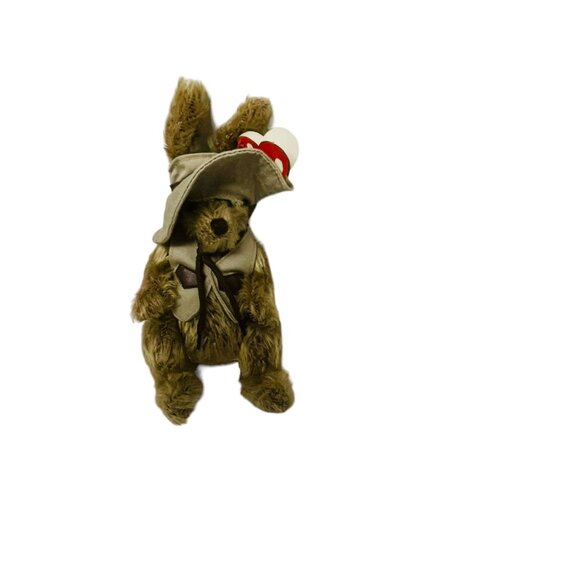 TY Attic Treasures Hogan the Kangaroo Bunny Plush With Hat & Vest Brown 10" - Picture 9 of 10